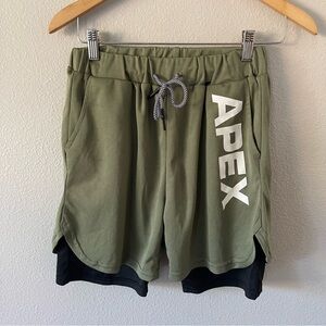 Apex Mens Lined Moisture Wicking Training Shorts Size M Olive Green
